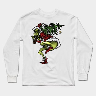 Grinch with christmas tree Long Sleeve T-Shirt